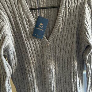 New Gray Cashmere Cardigan